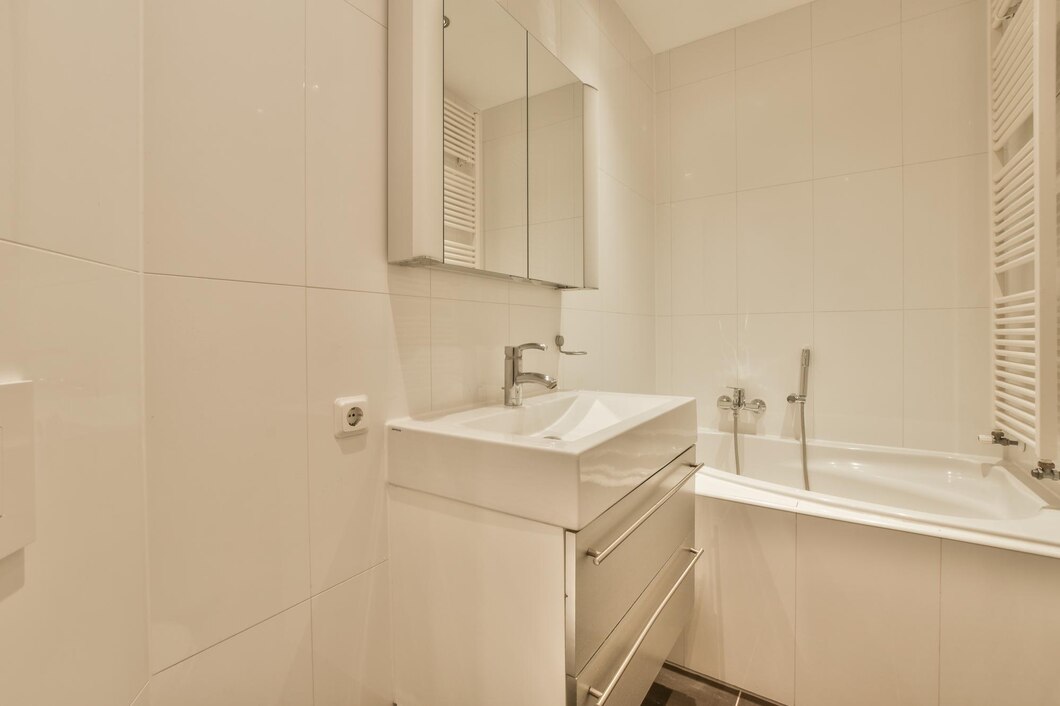Clean white tiled bathroom after sealing